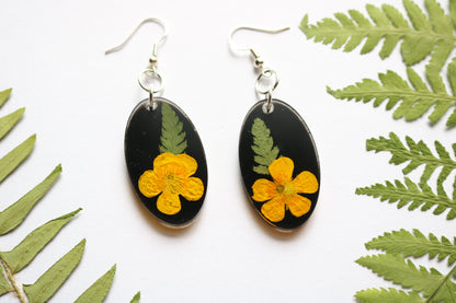 Buttercup & fern oval earrings
