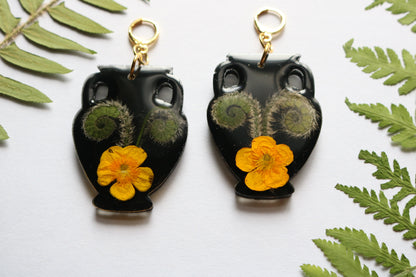Fern & fiddlehead vase earrings