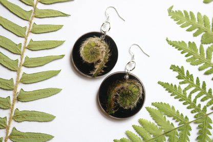 Fiddlehead fern circle earrings