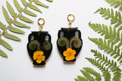 Fern & fiddlehead vase earrings