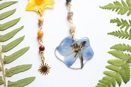 Daffodil & Larkspur dangle earrings