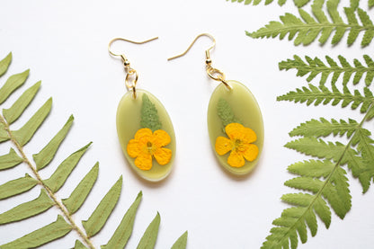 Buttercup & fern oval earrings